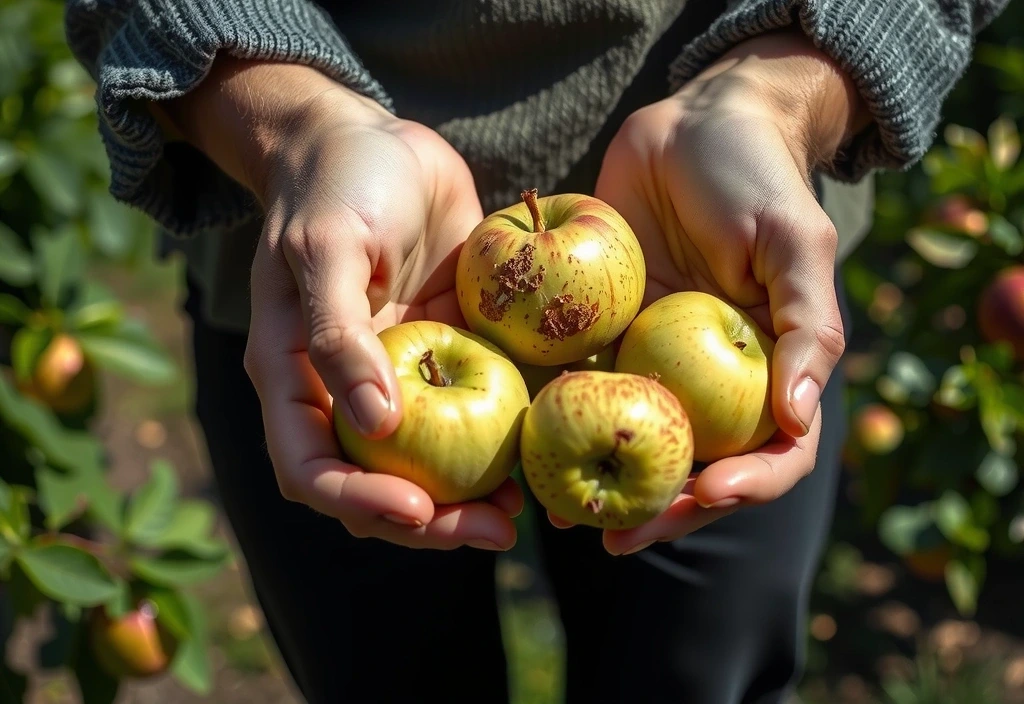 Ręce rolnika z owocami